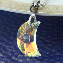 Crystal moon stone half moon necklace pendant