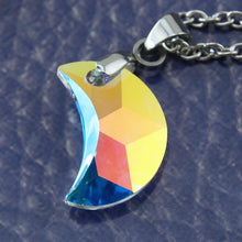 Crystal moon stone half moon necklace pendant
