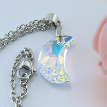 Crystal moon stone half moon necklace pendant