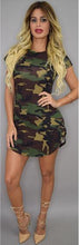 DICLOUD 2018 Fashion Women Summer Dress Short Sleeve Sexy Mini Dresses Green Camouflage Print Midi Dress Woman Vestidos S-XL